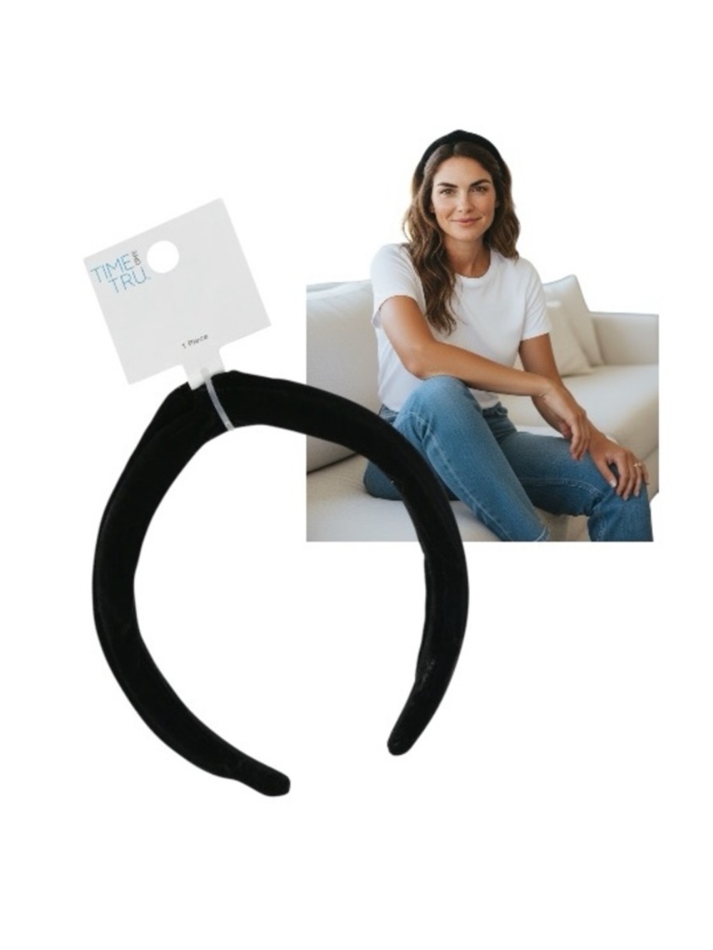 Time and Tru Velvet Elegant Black Headband